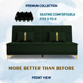 Adorn India Premium New Alyssum 3 Seater Sofa Cum Bed 4X6 Velvet Suede with 2 Cushions (Color Green) and Suitable for All Indoor, with 3 Years Warranty