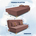 Adorn India Premium New Alyssum 3 Seater Sofa Cum Bed 4X6 Velvet Suede with 2 Cushions (Color Pink) and Suitable for All Indoor, with 3 Years Warranty