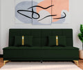 Adorn India Premium New Alyssum 3 Seater Sofa Cum Bed 4X6 Velvet Suede with 2 Cushions (Color Green) and Suitable for All Indoor, with 3 Years Warranty