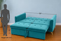 Adorn India Premium Mystic - 3 Years Warranty - 3 Seater Sofa Cum Bed Velvet Suede Fabric - Aqua Blue