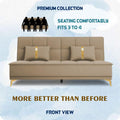 Adorn India Premium New Alyssum 3 Seater Sofa Cum Bed 4X6 Velvet Suede with 2 Cushions (Color Beige) and Suitable for All Indoor, with 3 Years Warranty