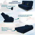 Adorn India Premium New Alyssum 3 Seater Sofa Cum Bed 4X6 Velvet Suede with 2 Cushions (Color Blue) and Suitable for All Indoor, with 3 Years Warranty