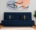 Adorn India Premium New Alyssum 3 Seater Sofa Cum Bed 4X6 Velvet Suede with 2 Cushions (Color Blue) and Suitable for All Indoor, with 3 Years Warranty