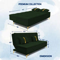 Adorn India Premium New Alyssum 3 Seater Sofa Cum Bed 4X6 Velvet Suede with 2 Cushions (Color Green) and Suitable for All Indoor, with 3 Years Warranty
