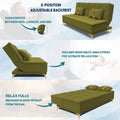 Adorn India Premium New Alyssum 3 Seater Sofa Cum Bed 4X6 Velvet Suede with 2 Cushions (Color Light Green) and Suitable for All Indoor, with 3 Years Warranty