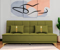 Adorn India Premium New Alyssum 3 Seater Sofa Cum Bed 4X6 Velvet Suede with 2 Cushions (Color Light Green) and Suitable for All Indoor, with 3 Years Warranty