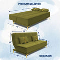 Adorn India Premium New Alyssum 3 Seater Sofa Cum Bed 4X6 Velvet Suede with 2 Cushions (Color Light Green) and Suitable for All Indoor, with 3 Years Warranty