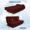 Adorn India Premium New Alyssum 3 Seater Sofa Cum Bed 4X6 Velvet Suede with 2 Cushions (Color Maroon) and Suitable for All Indoor, with 3 Years Warranty