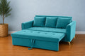 Adorn India Premium Mystic - 3 Years Warranty - 3 Seater Sofa Cum Bed Velvet Suede Fabric - Aqua Blue