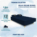 Adorn India Premium New Alyssum 3 Seater Sofa Cum Bed 4X6 Velvet Suede with 2 Cushions (Color Blue) and Suitable for All Indoor, with 3 Years Warranty