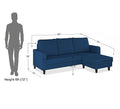 Adorn India Chandler Plain L Shape 4 Seater Wood Sofa Set (Blue) (3 Year Warranty)