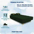 Adorn India Premium New Alyssum 3 Seater Sofa Cum Bed 4X6 Velvet Suede with 2 Cushions (Color Green) and Suitable for All Indoor, with 3 Years Warranty