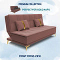 Adorn India Premium New Alyssum 3 Seater Sofa Cum Bed 4X6 Velvet Suede with 2 Cushions (Color Pink) and Suitable for All Indoor, with 3 Years Warranty