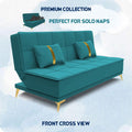 Adorn India Premium New Alyssum 3 Seater Sofa Cum Bed 4X6 Velvet Suede with 2 Cushions (Color Aqua Blue) and Suitable for All Indoor, with 3 Years Warranty