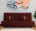 Adorn India Premium New Alyssum 3 Seater Sofa Cum Bed 4X6 Velvet Suede with 2 Cushions (Color Maroon) and Suitable for All Indoor, with 3 Years Warranty