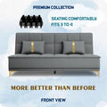 Adorn India Premium New Alyssum 3 Seater Sofa Cum Bed 4X6 Velvet Suede with 2 Cushions (Color Grey) and Suitable for All Indoor, with 3 Years Warranty