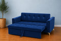 Adorn India Premium Mystic - 3 Years Warranty - 3 Seater Sofa Cum Bed Velvet Suede Fabric - Blue