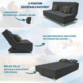 Adorn India Premium New Alyssum 3 Seater Sofa Cum Bed 4X6 Velvet Suede with 2 Cushions (Color Dark Grey) and Suitable for All Indoor, with 3 Years Warranty