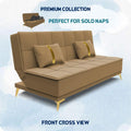 Adorn India Wood New Alyssum 3 Seater Sofa Cum Bed Velvet (Beige)
