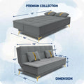 Adorn India Premium New Alyssum 3 Seater Sofa Cum Bed 4X6 Velvet Suede with 2 Cushions (Color Grey) and Suitable for All Indoor, with 3 Years Warranty