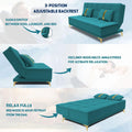Adorn India Premium New Alyssum 3 Seater Sofa Cum Bed 4X6 Velvet Suede with 2 Cushions (Color Aqua Blue) and Suitable for All Indoor, with 3 Years Warranty