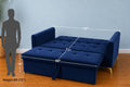 Adorn India Premium Mystic - 3 Years Warranty - 3 Seater Sofa Cum Bed Velvet Suede Fabric - Blue