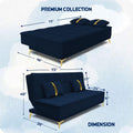 Adorn India Premium New Alyssum 3 Seater Sofa Cum Bed 4X6 Velvet Suede with 2 Cushions (Color Blue) and Suitable for All Indoor, with 3 Years Warranty