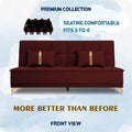 Adorn India Premium New Alyssum 3 Seater Sofa Cum Bed 4X6 Velvet Suede with 2 Cushions (Color Maroon) and Suitable for All Indoor, with 3 Years Warranty