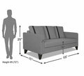 Adorn India Chandler Plus 3 Seater Sofa (Grey) (3 Year Warranty)