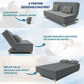 Adorn India Premium New Alyssum 3 Seater Sofa Cum Bed 4X6 Velvet Suede with 2 Cushions (Color Grey) and Suitable for All Indoor, with 3 Years Warranty