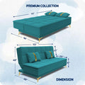 Adorn India Premium New Alyssum 3 Seater Sofa Cum Bed 4X6 Velvet Suede with 2 Cushions (Color Aqua Blue) and Suitable for All Indoor, with 3 Years Warranty