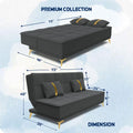 Adorn India Premium New Alyssum 3 Seater Sofa Cum Bed 4X6 Velvet Suede with 2 Cushions (Color Dark Grey) and Suitable for All Indoor, with 3 Years Warranty