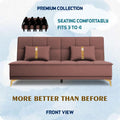 Adorn India Premium New Alyssum 3 Seater Sofa Cum Bed 4X6 Velvet Suede with 2 Cushions (Color Pink) and Suitable for All Indoor, with 3 Years Warranty