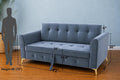 Adorn India Premium Mystic - 3 Years Warranty - 3 Seater Sofa Cum Bed Velvet Suede Fabric - Grey