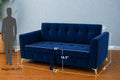 Adorn India Premium Mystic - 3 Years Warranty - 3 Seater Sofa Cum Bed Velvet Suede Fabric - Blue