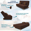 Adorn India Premium New Alyssum 3 Seater Sofa Cum Bed 4X6 Velvet Suede with 2 Cushions (Color Brown) and Suitable for All Indoor, with 3 Years Warranty
