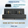 Adorn India Premium New Alyssum 3 Seater Sofa Cum Bed 4X6 Velvet Suede with 2 Cushions (Color Dark Grey) and Suitable for All Indoor, with 3 Years Warranty