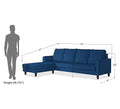 Adorn India Chandler Plain L Shape 5 Seater Sofa Set LHS (Blue) (3 Year Warranty)