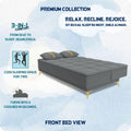 Adorn India Premium New Alyssum 3 Seater Sofa Cum Bed 4X6 Velvet Suede with 2 Cushions (Color Grey) and Suitable for All Indoor, with 3 Years Warranty
