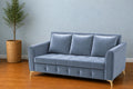 Adorn India Premium Mystic - 3 Years Warranty - 3 Seater Sofa Cum Bed Velvet Suede Fabric - Grey