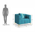 Adorn India Premium Mystic - 3 Years Warranty - 1 Seater Sofa Velvet Suede Fabric - Aqua Blue
