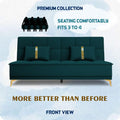 Adorn India Premium New Alyssum 3 Seater Sofa Cum Bed 4X6 Velvet Suede with 2 Cushions (Color Ocean Blue) and Suitable for All Indoor, with 3 Years Warranty