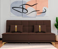 Adorn India Premium New Alyssum 3 Seater Sofa Cum Bed 4X6 Velvet Suede with 2 Cushions (Color Brown) and Suitable for All Indoor, with 3 Years Warranty