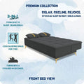 Adorn India Premium New Alyssum 3 Seater Sofa Cum Bed 4X6 Velvet Suede with 2 Cushions (Color Dark Grey) and Suitable for All Indoor, with 3 Years Warranty