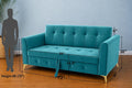 Adorn India Premium Mystic - 3 Years Warranty - 3 Seater Sofa Cum Bed Velvet Suede Fabric - Aqua Blue