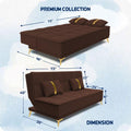 Adorn India Premium New Alyssum 3 Seater Sofa Cum Bed 4X6 Velvet Suede with 2 Cushions (Color Brown) and Suitable for All Indoor, with 3 Years Warranty