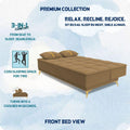 Adorn India Wood New Alyssum 3 Seater Sofa Cum Bed Velvet (Beige)