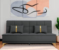 Adorn India Premium New Alyssum 3 Seater Sofa Cum Bed 4X6 Velvet Suede with 2 Cushions (Color Dark Grey) and Suitable for All Indoor, with 3 Years Warranty