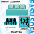 Adorn India Easy 3 Seater Sofa Cum Bed (Rhombus Pattern) Size 5' X 6' Ft (Aqua Blue Color) Perfect for Home & Office for Guests (1 Year Warranty)