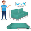 Adorn India Easy Alyn Plus Stripes 4 Seater Sofa Cum Bed (6X6) (Aqua Blue) (1 Year Warranty)